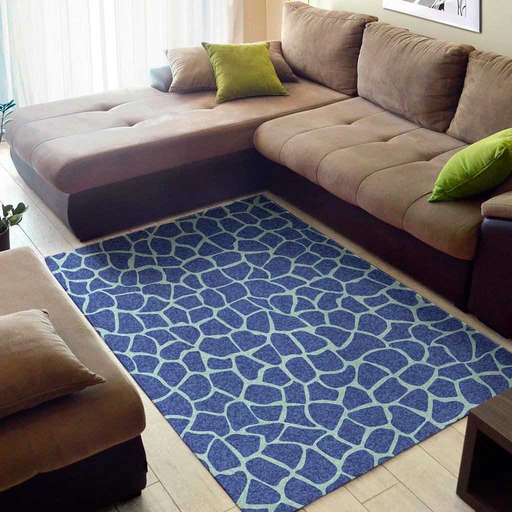 Blue Giraffe Print Area Rug Floor Decor