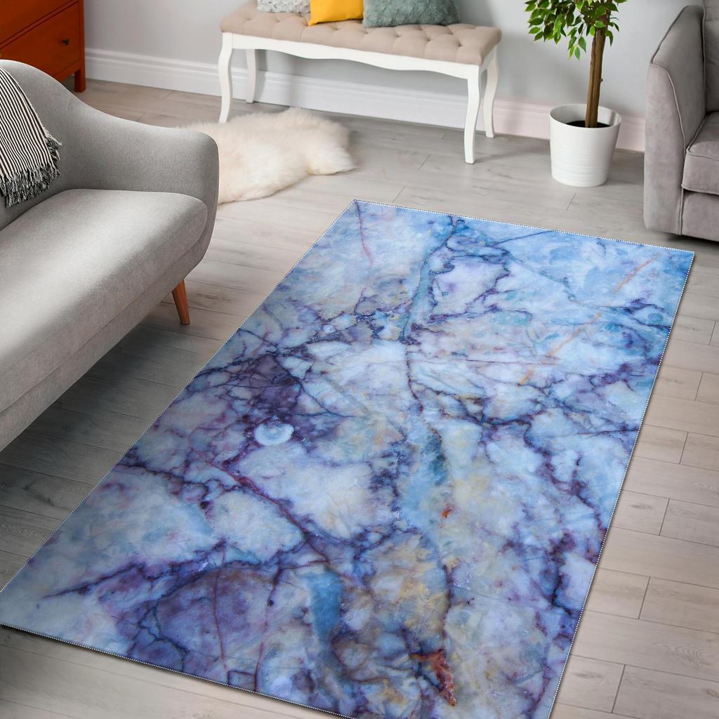 Blue Marble Print Area Rug Floor Decor