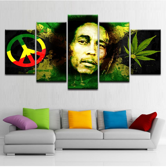 Bob Marley Hd - Abstract 5 Panel Canvas Art Wall Decor
