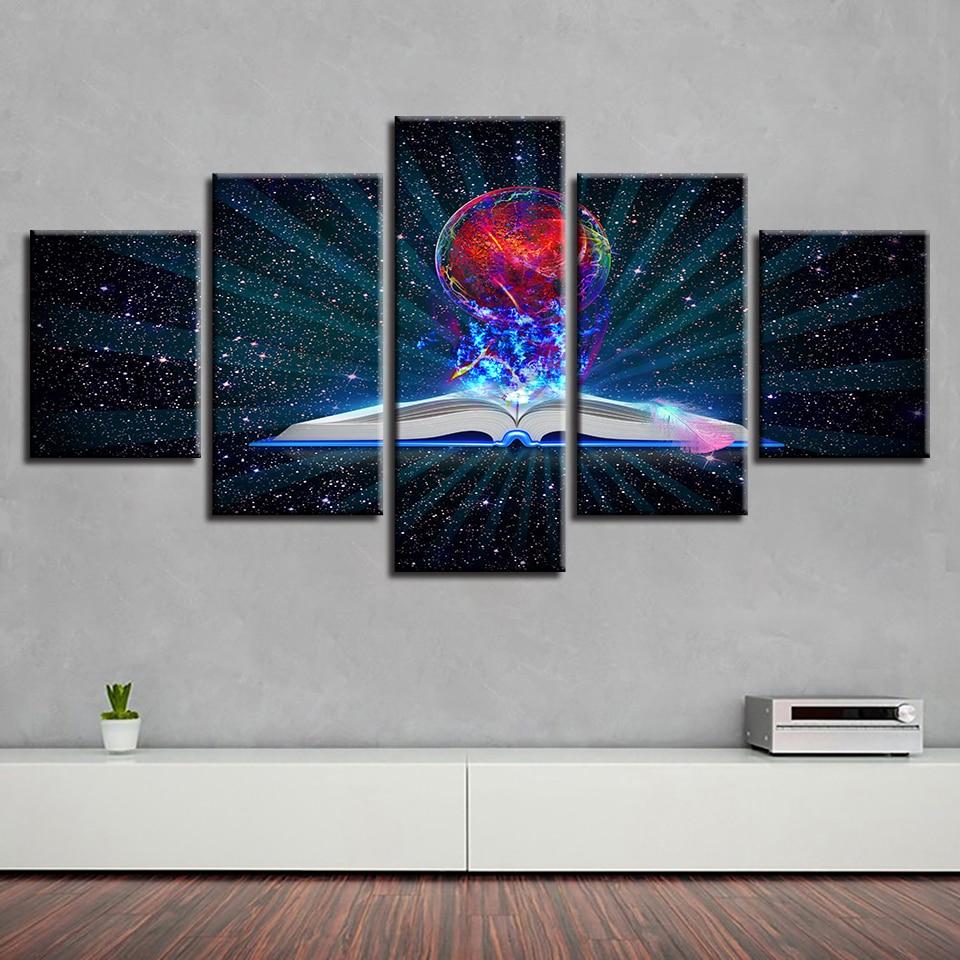 Book Beautiful Starry Sky - Abstract 5 Panel Canvas Art Wall Decor