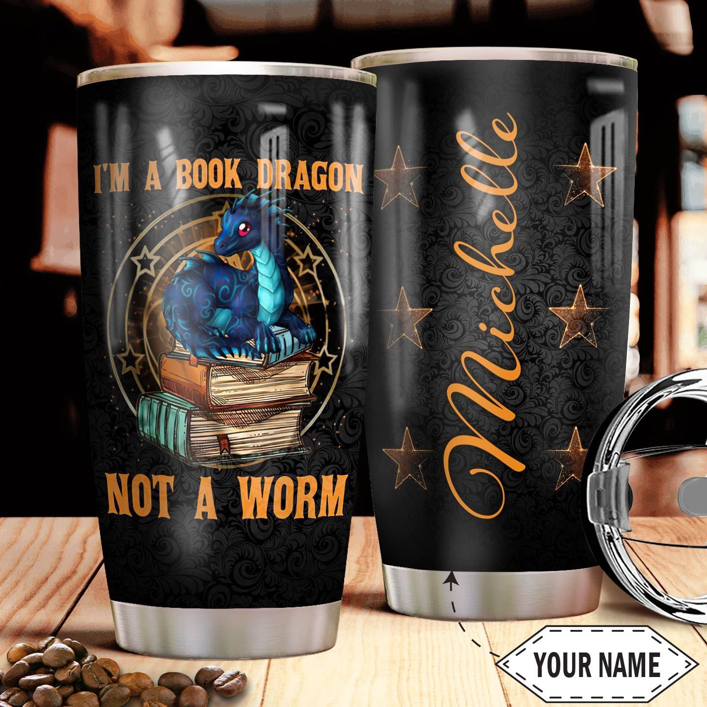 Book Dragon Personalized Stainless Steel Tumbler