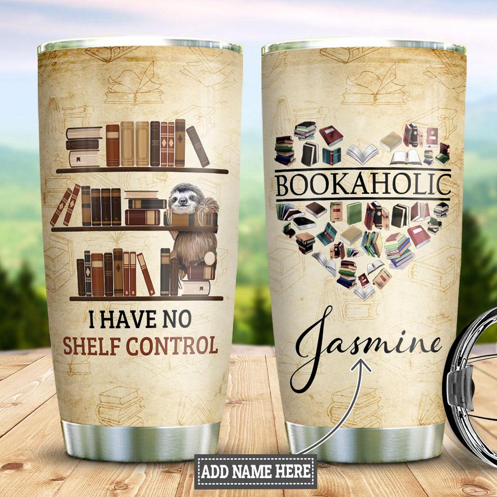 Bookaholic Sloth Personalized Stainless Steel Tumbler