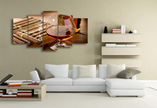 Brandy And Cigars - Abstract 5 Panel Canvas Art Wall Decor