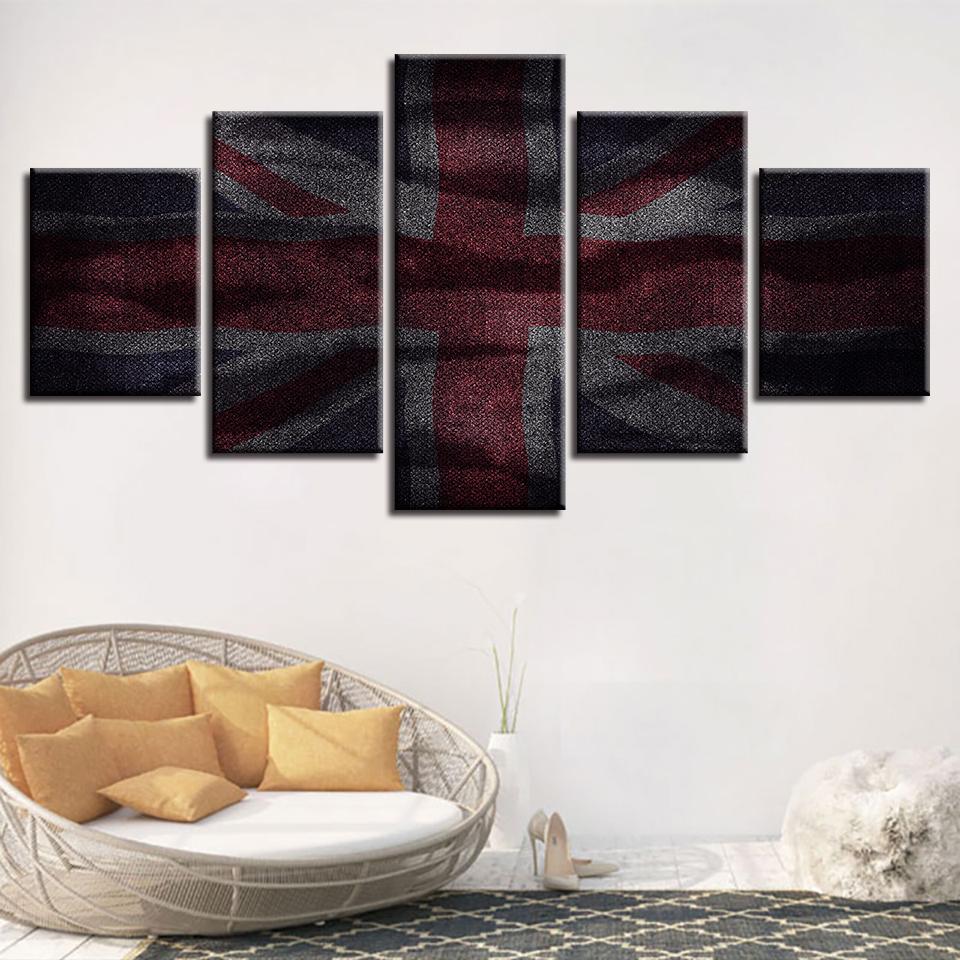 British Flag - Abstract 5 Panel Canvas Art Wall Decor
