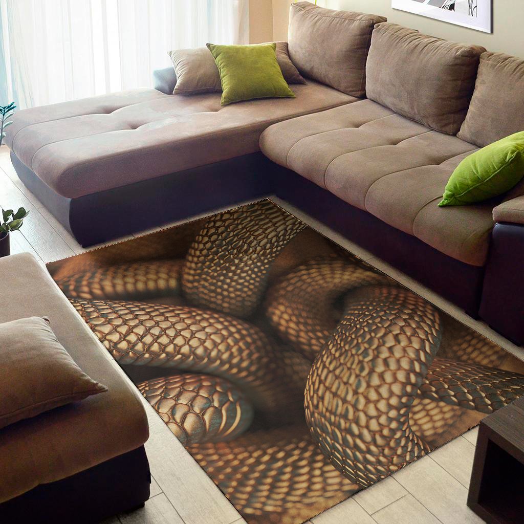 Bronze Snake Print Area Rug Floor Decor