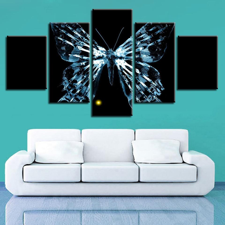Butterfly 04 - Abstract 5 Panel Canvas Art Wall Decor
