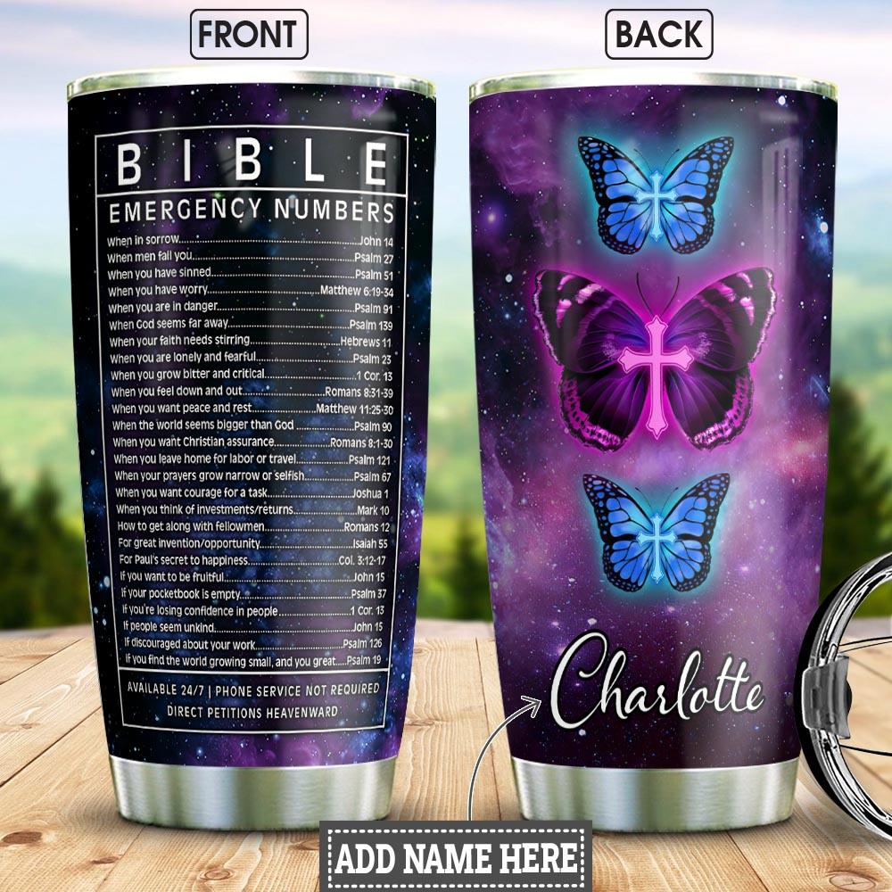 Butterfly Bible Personalized Stainless Steel Tumbler