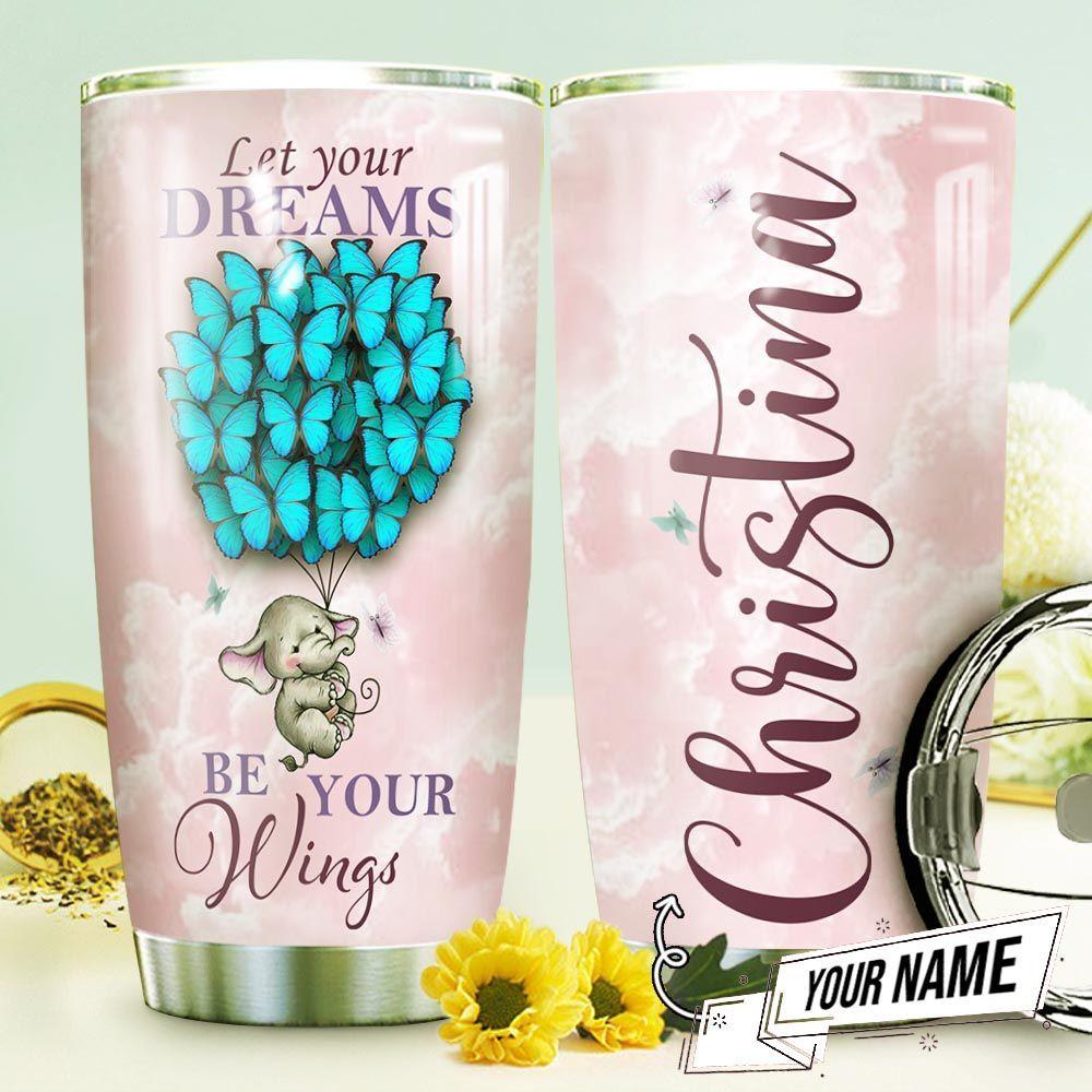 Butterfly Elephant Personalized Stainless Steel Tumbler