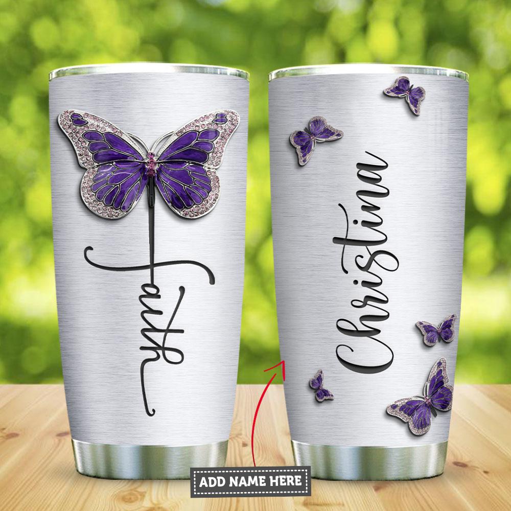 Butterfly Faith Jewelry Style Personalized Stainless Steel Tumbler