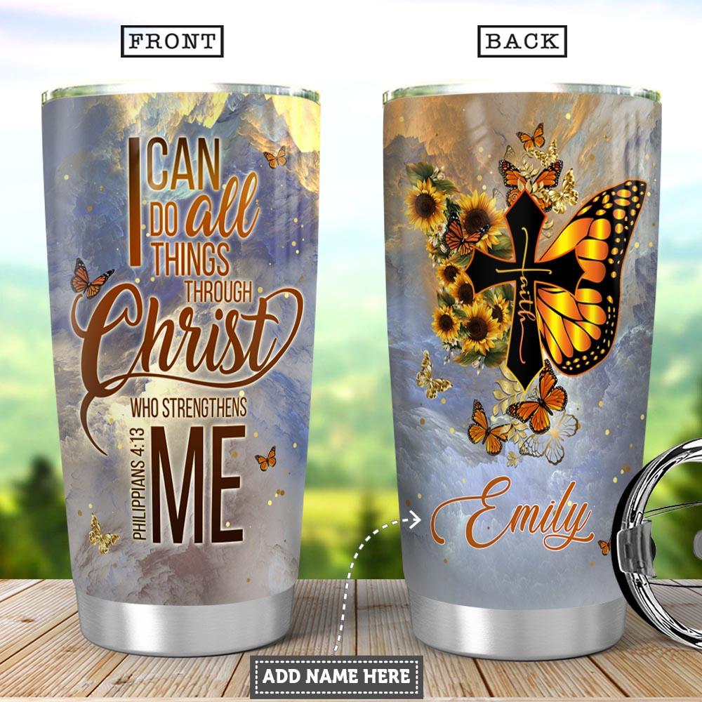 Butterfly Faith Personalized Stainless Steel Tumbler