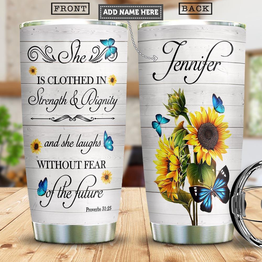 Butterfly Faith Personalized Stainless Steel Tumbler