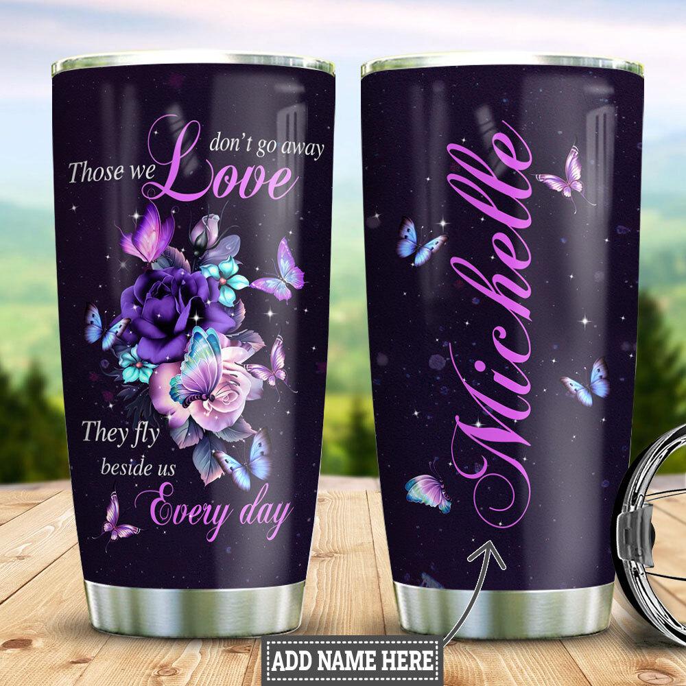 Butterfly Rose Personalized Stainless Steel Tumbler