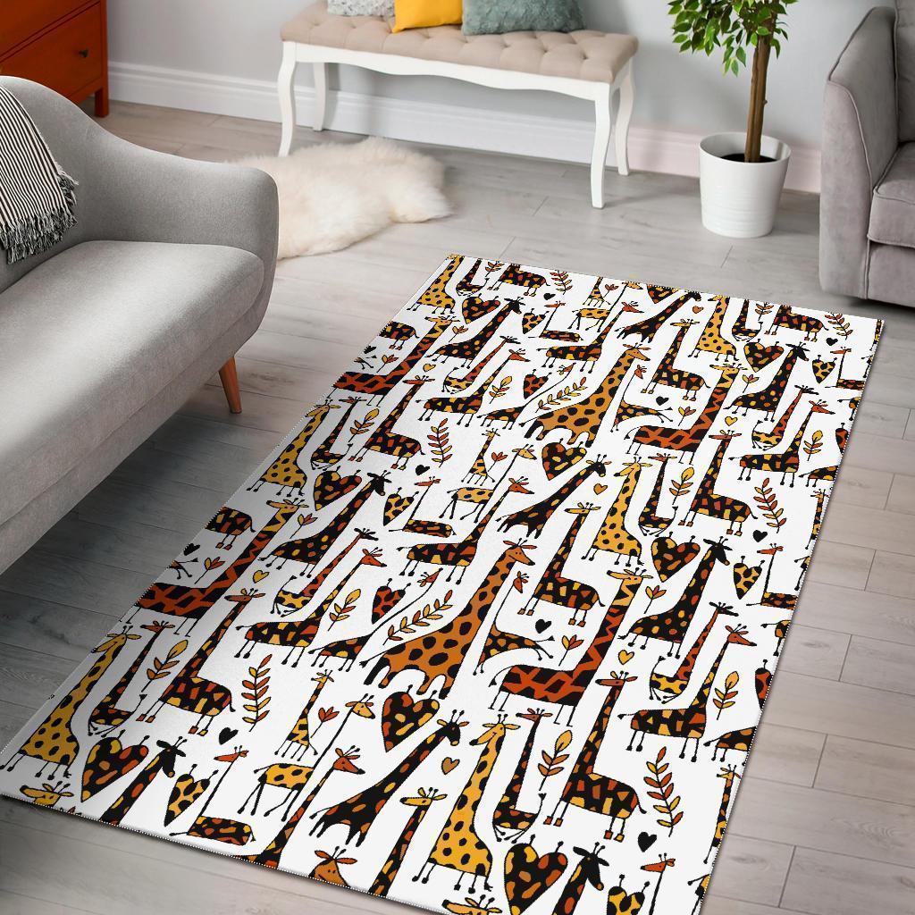 Cartoon Giraffe Pattern Print Area Rug Floor Decor