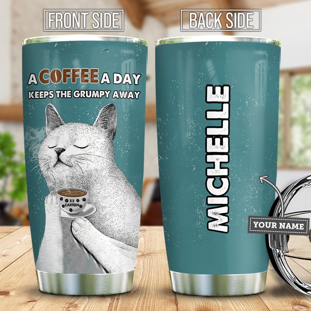 Cats Love Coffee Personalized Stainless Steel Tumbler