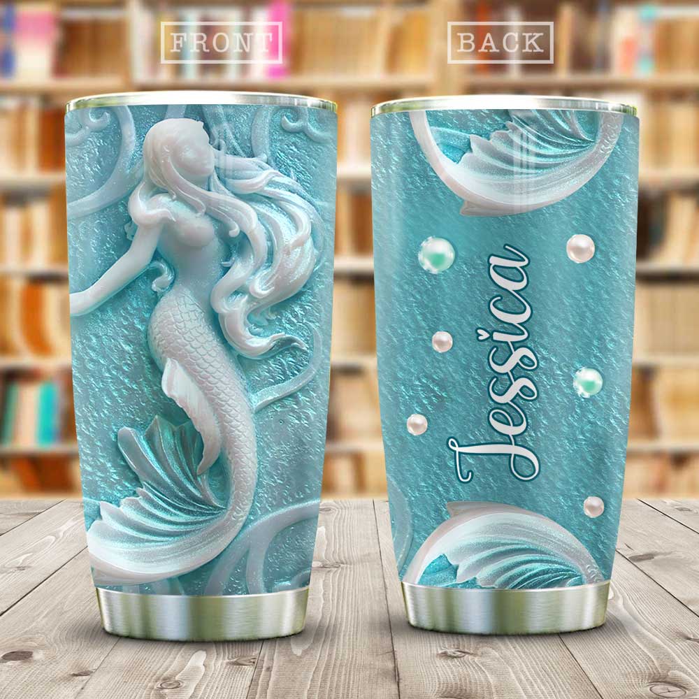 Ceramic Style Mermaid Advice Personalized Stainless Steel Tumbler