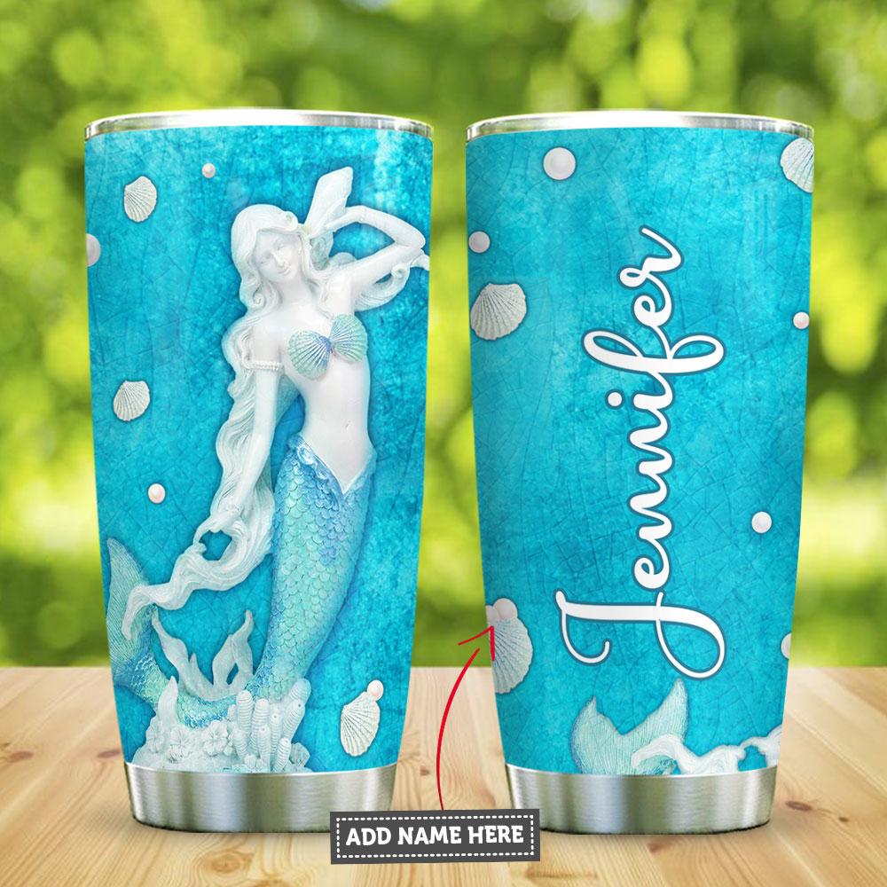 Ceramic Style Mermaid Personalized Stainless Steel Tumbler