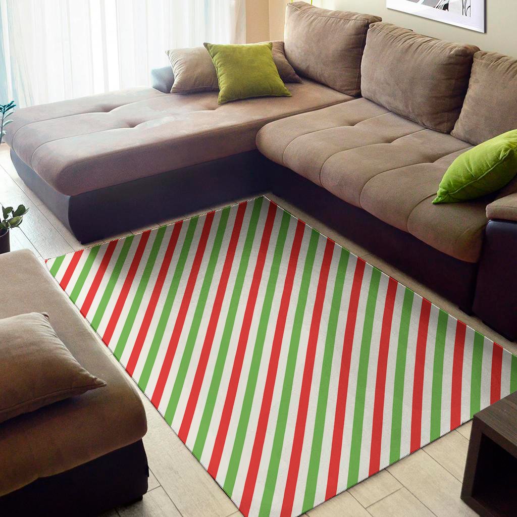 Christmas Candy Cane Striped Print Area Rug Floor Decor
