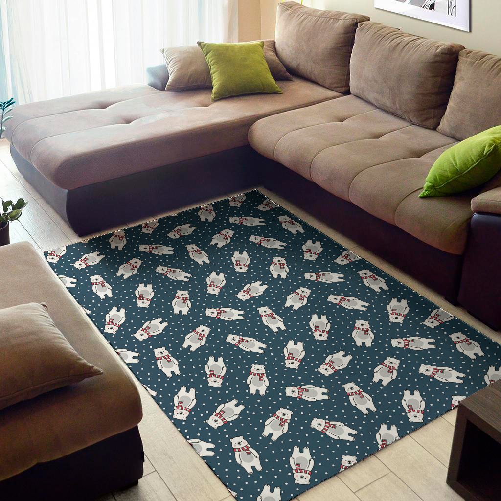 Christmas Polar Bear Pattern Print Area Rug Floor Decor