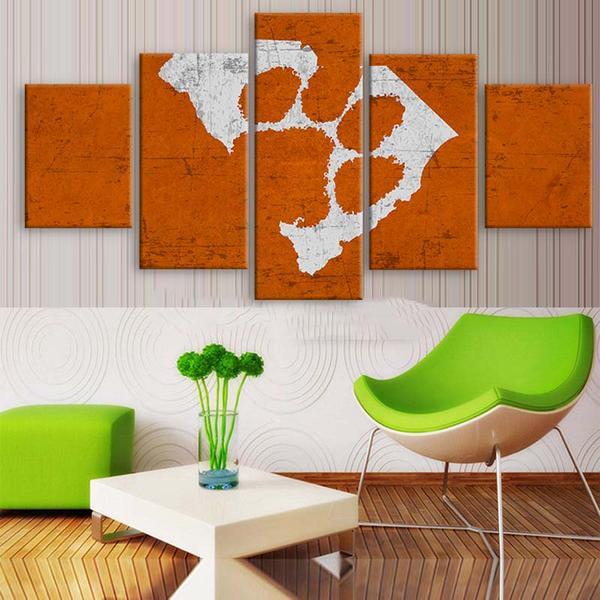Clemson Tigers - Abstract 5 Panel Canvas Art Wall Decor