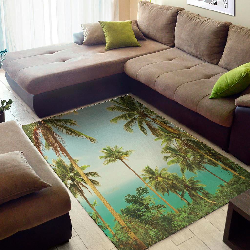 Coconut Tree Print Area Rug Floor Decor