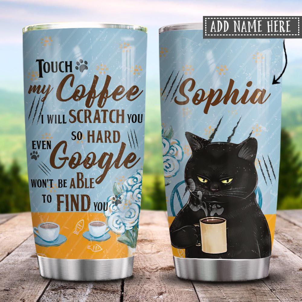 Coffee Black Cat Personalized Stainless Steel Tumbler