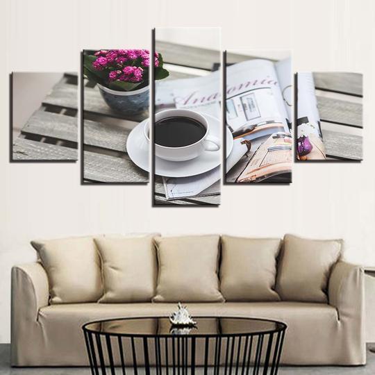 Coffee Cafe 01 - Abstract 5 Panel Canvas Art Wall Decor
