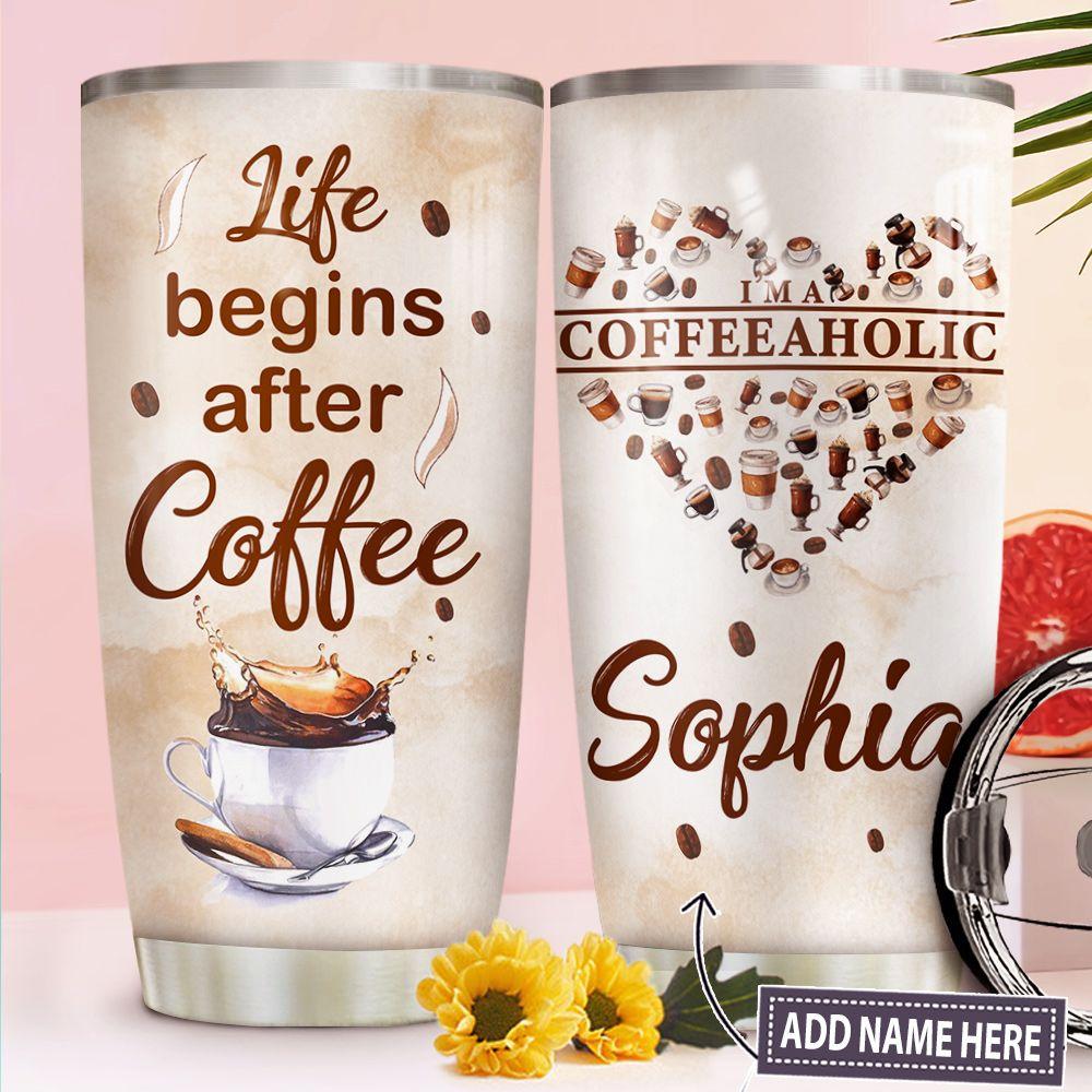 Coffeeaholic Personalized Stainless Steel Tumbler