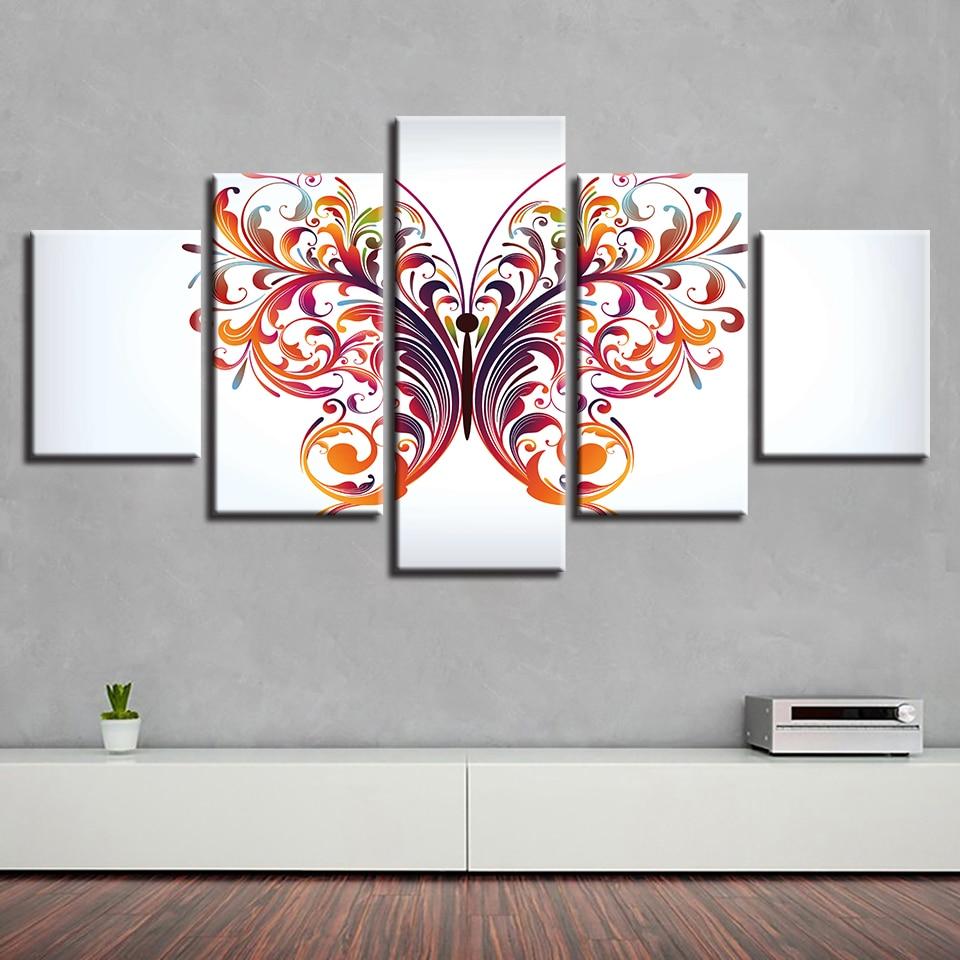 Color Butterfly 03 - Abstract 5 Panel Canvas Art Wall Decor