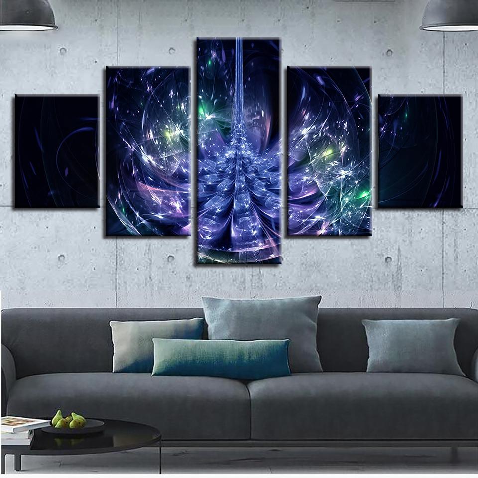 Color Crystal Flower - Abstract 5 Panel Canvas Art Wall Decor