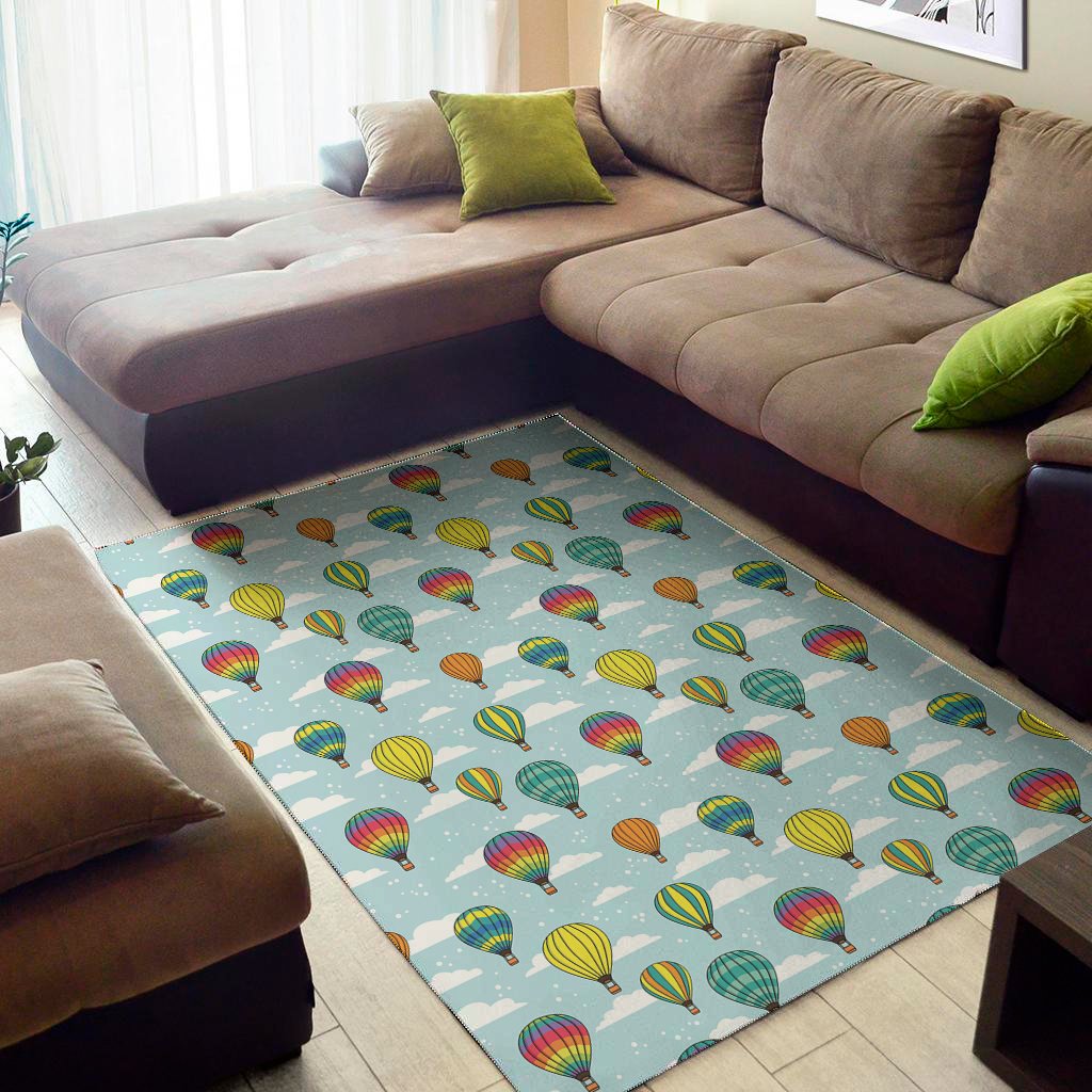 Colorful Air Balloon Pattern Print Area Rug Floor Decor