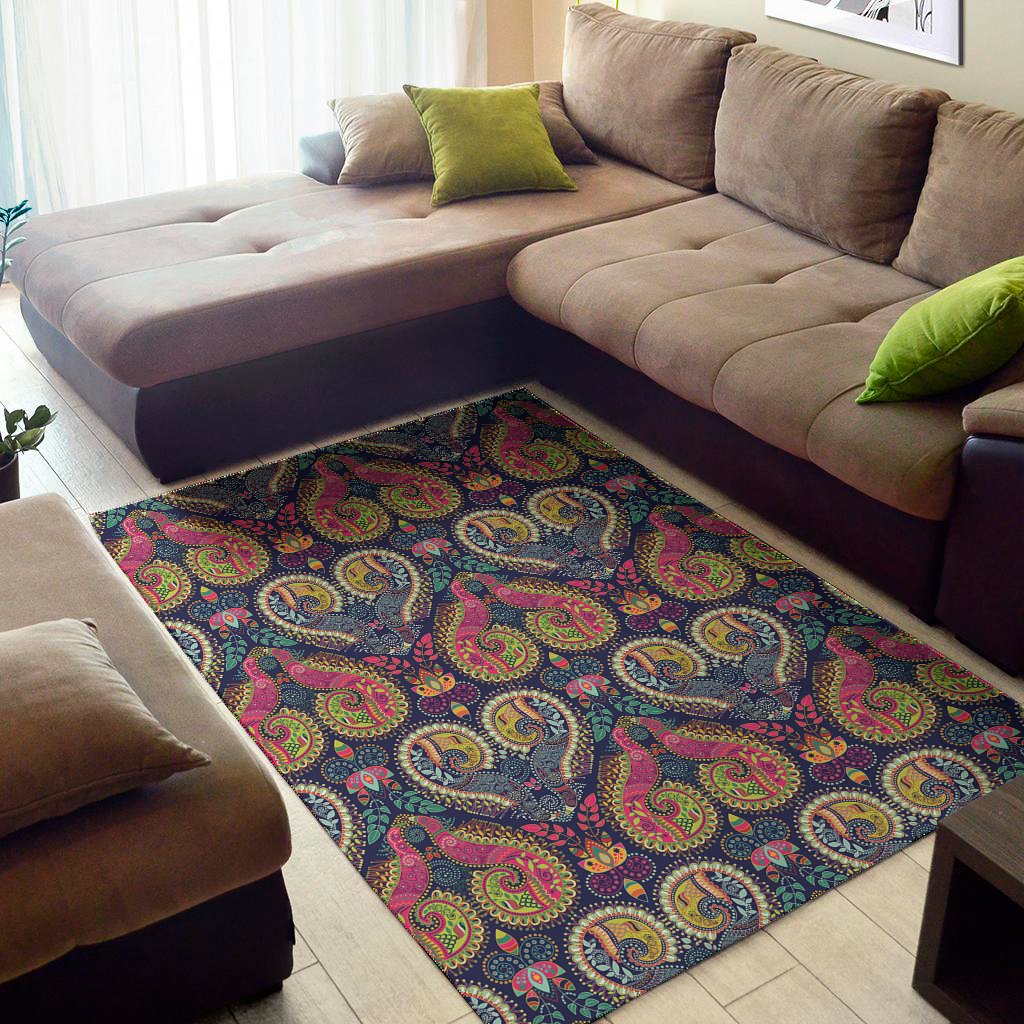 Colorful Boho Paisley Pattern Print Area Rug Floor Decor