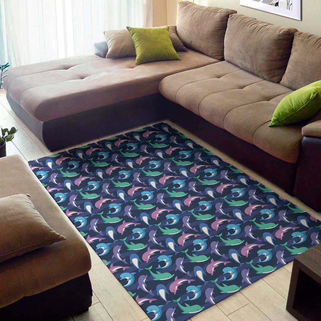 Colorful Dolphin Pattern Print Area Rug Floor Decor