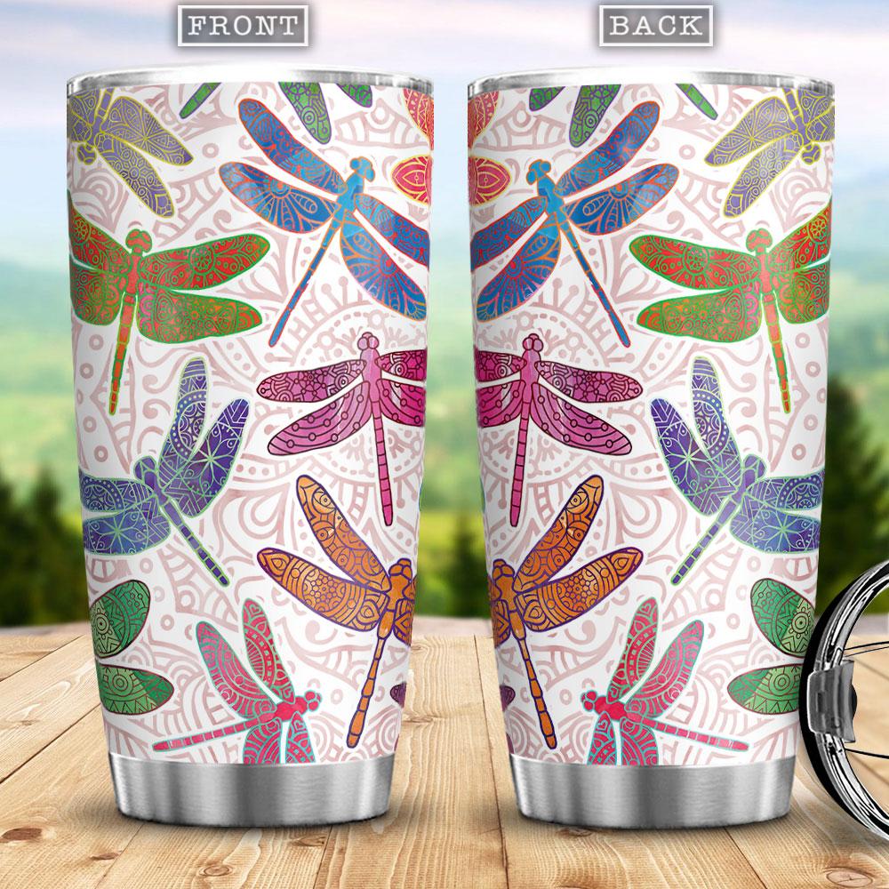 Colorful Dragonfly Pattern Gift For Dragonfly Lover Present Idea For Dragonfly Lover Stainless Steel Tumbler