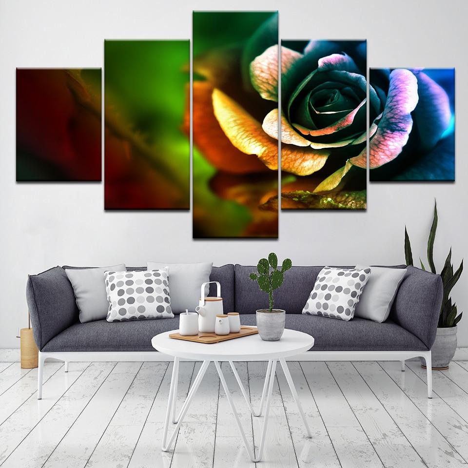 Colorful Flower 04 - Abstract 5 Panel Canvas Art Wall Decor