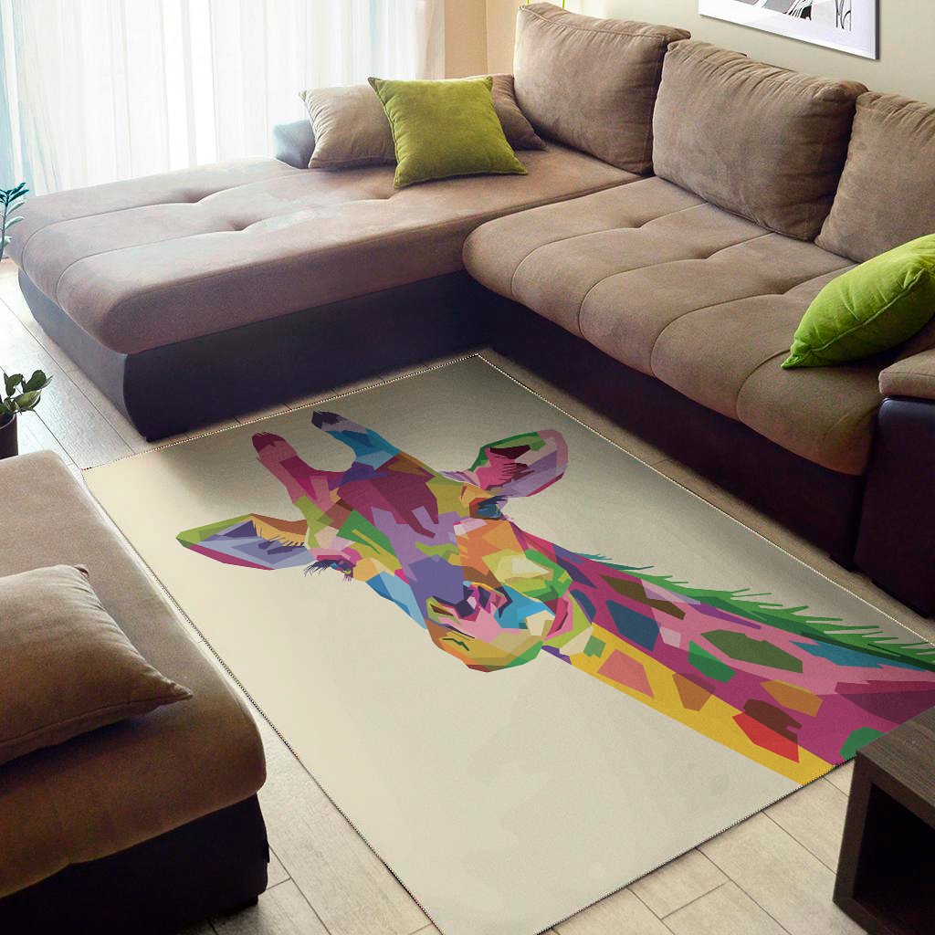 Colorful Giraffe Portrait Print Area Rug Floor Decor