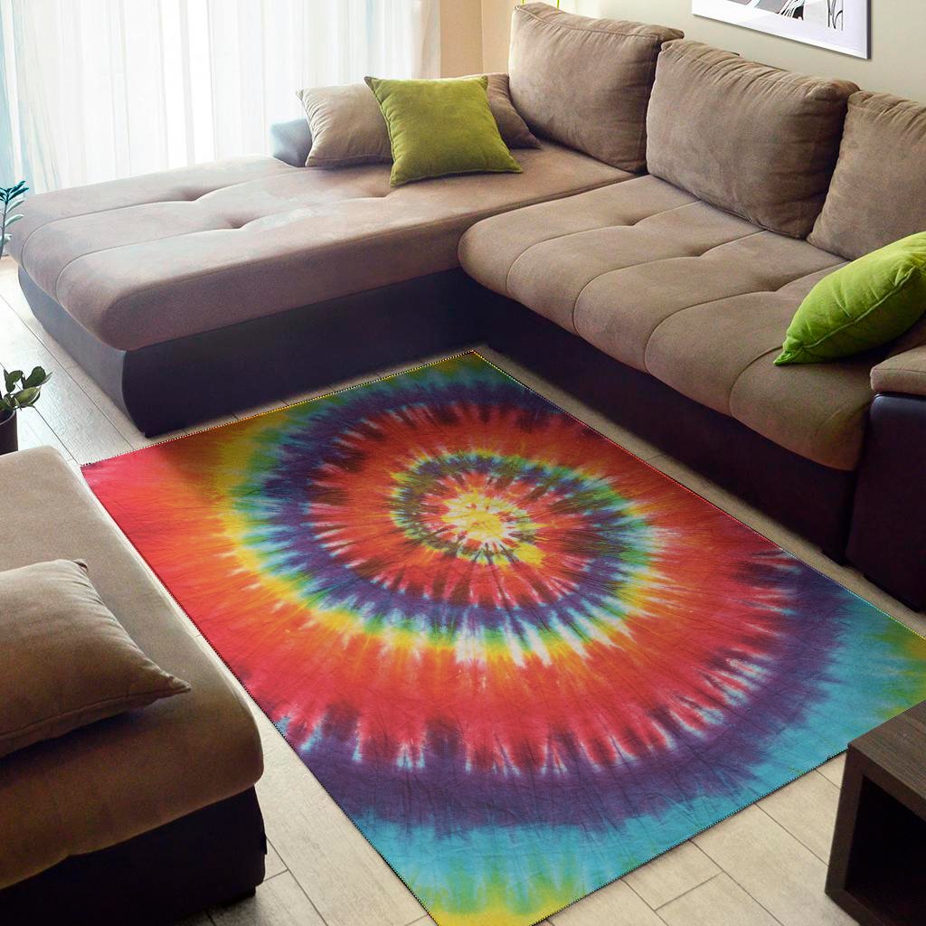 Colorful Hippie Tie Dye Print Area Rug Floor Decor