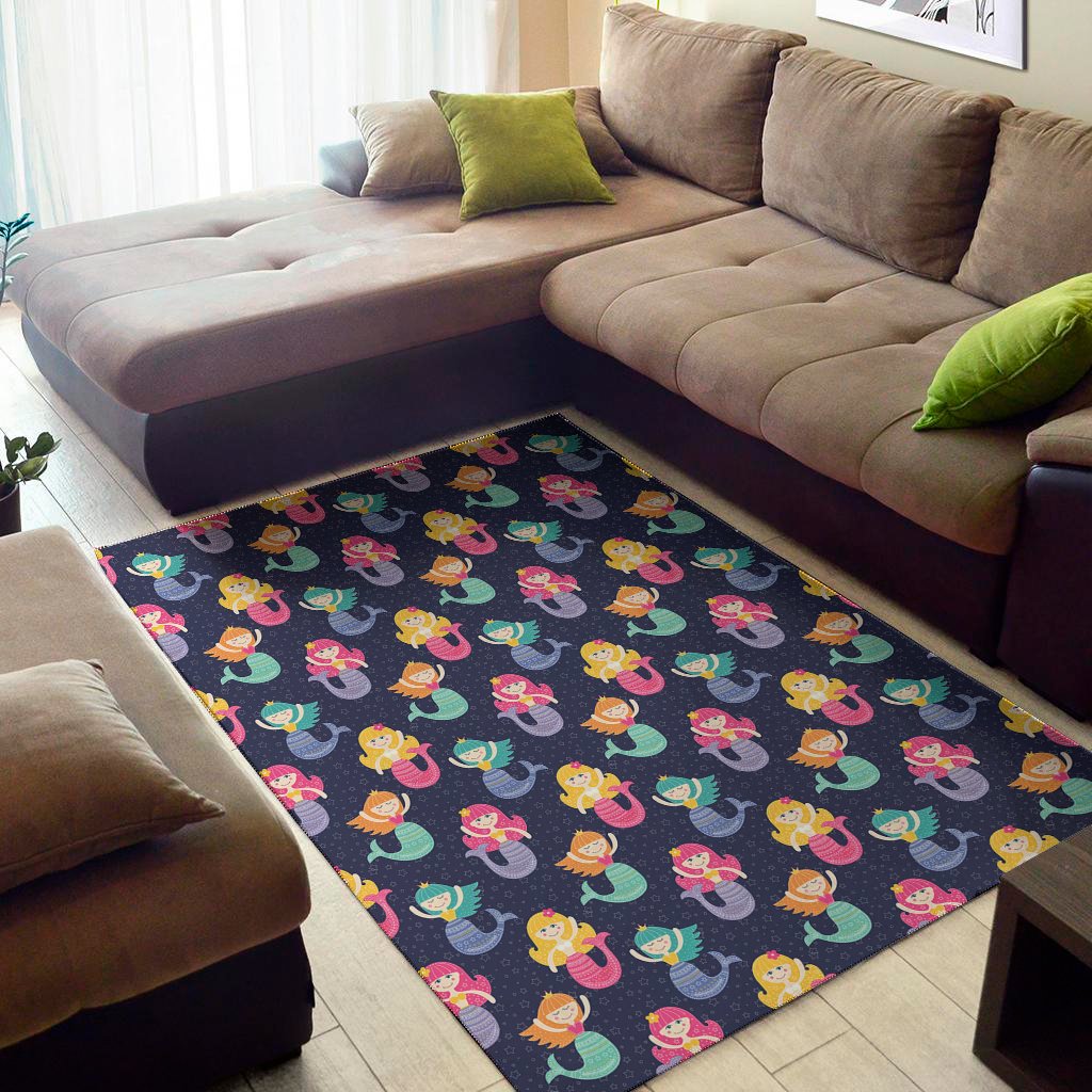 Colorful Mermaid Pattern Print Area Rug Floor Decor