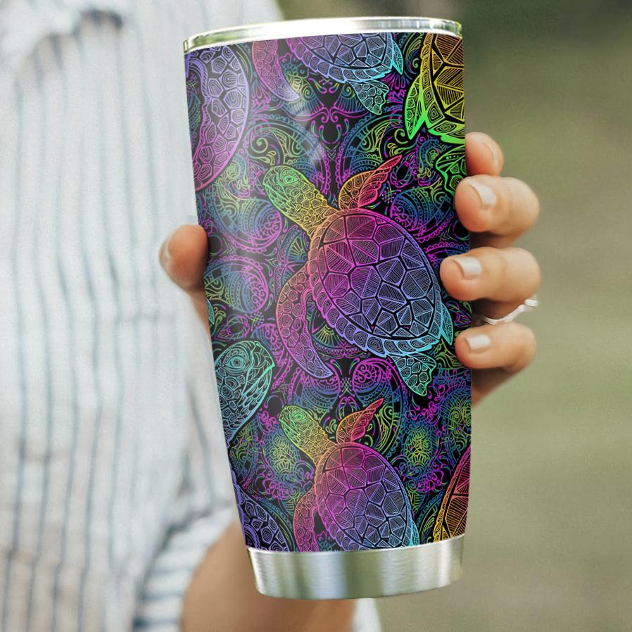 Colorful Turtle Pattern Gift For Turtle Lover Present Idea For Turtle Lover Stainless Steel Tumbler