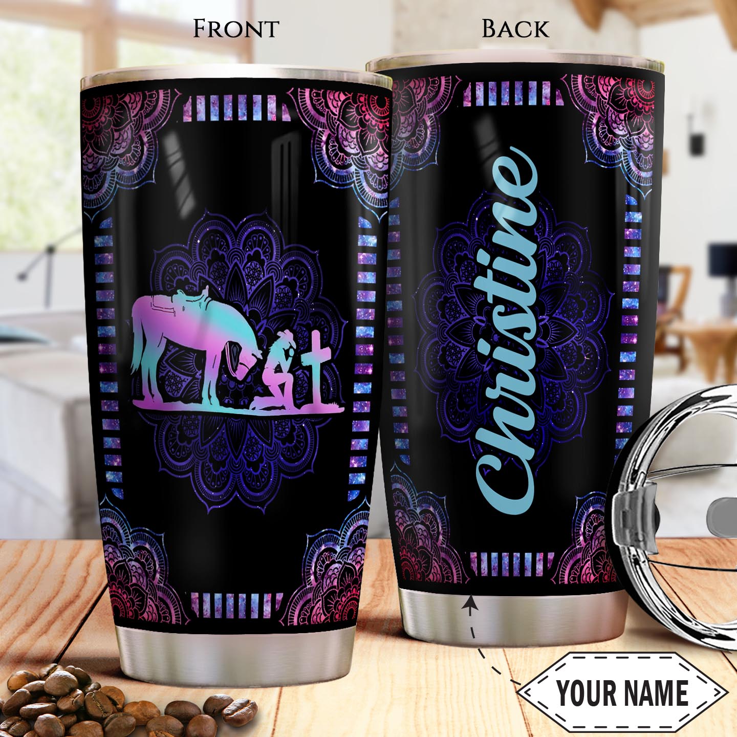 Cowgirl Cross Personalized Stainless Steel Tumbler