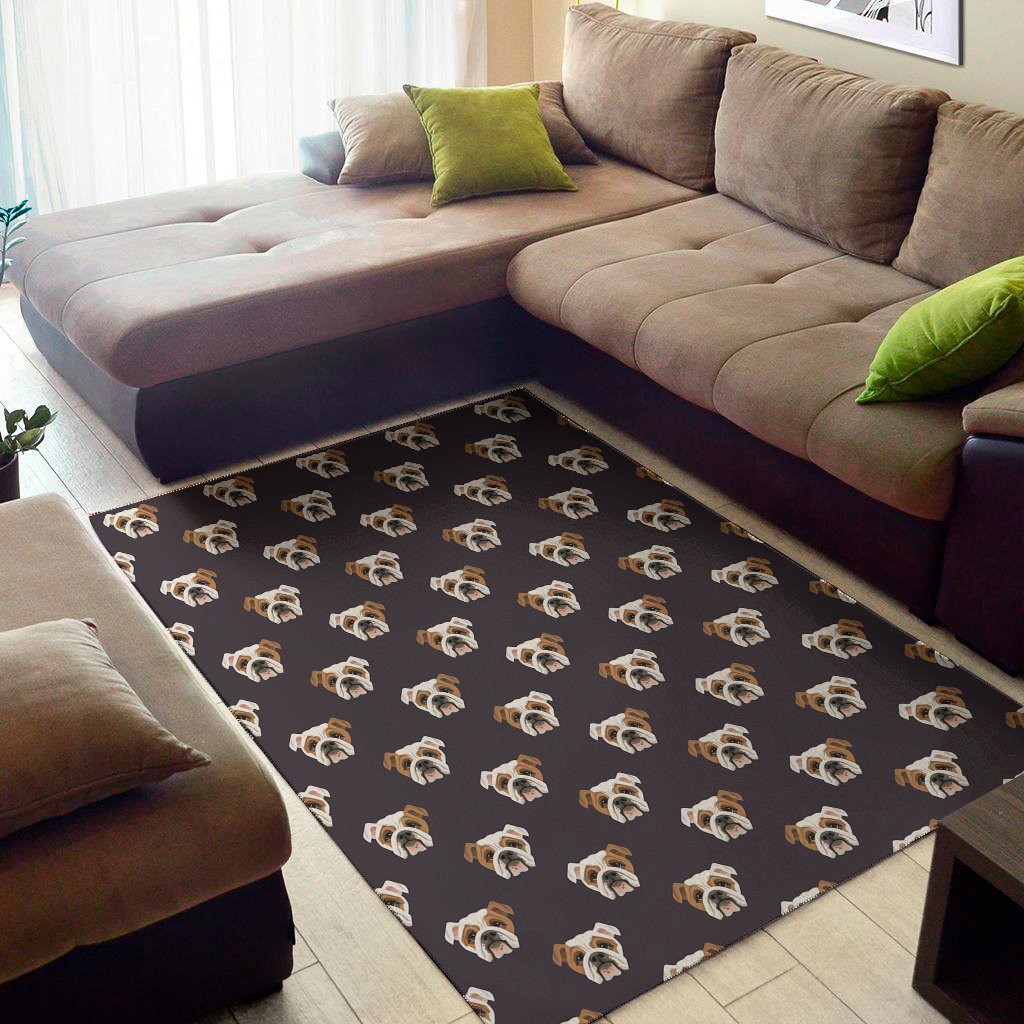 Cute English Bulldog Pattern Print Area Rug Floor Decor