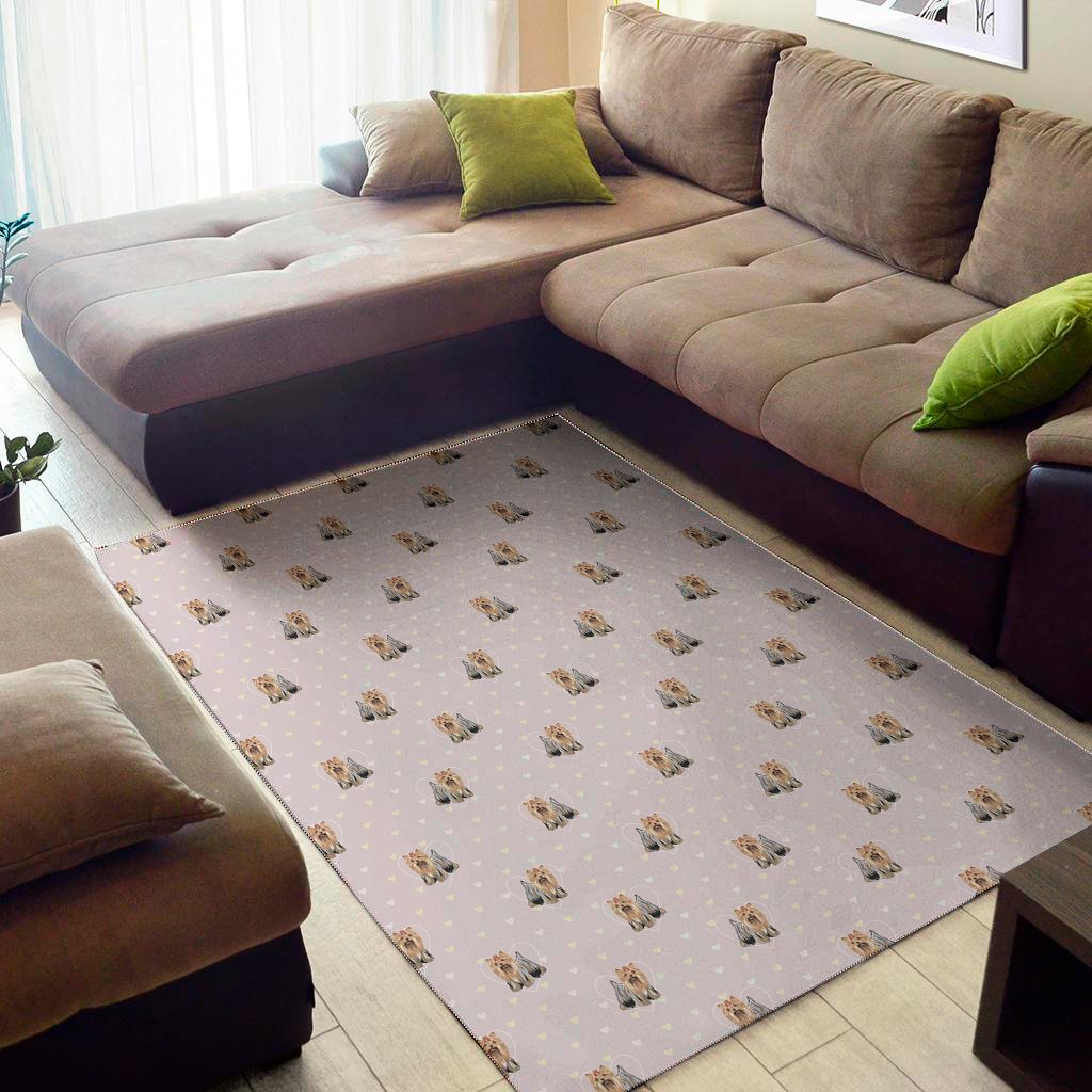 Cute Yorkshire Terrier Pattern Print Area Rug Floor Decor