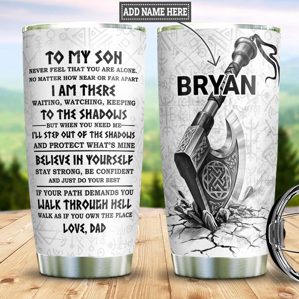 Dad To Son Viking Personalized Stainless Steel Tumbler