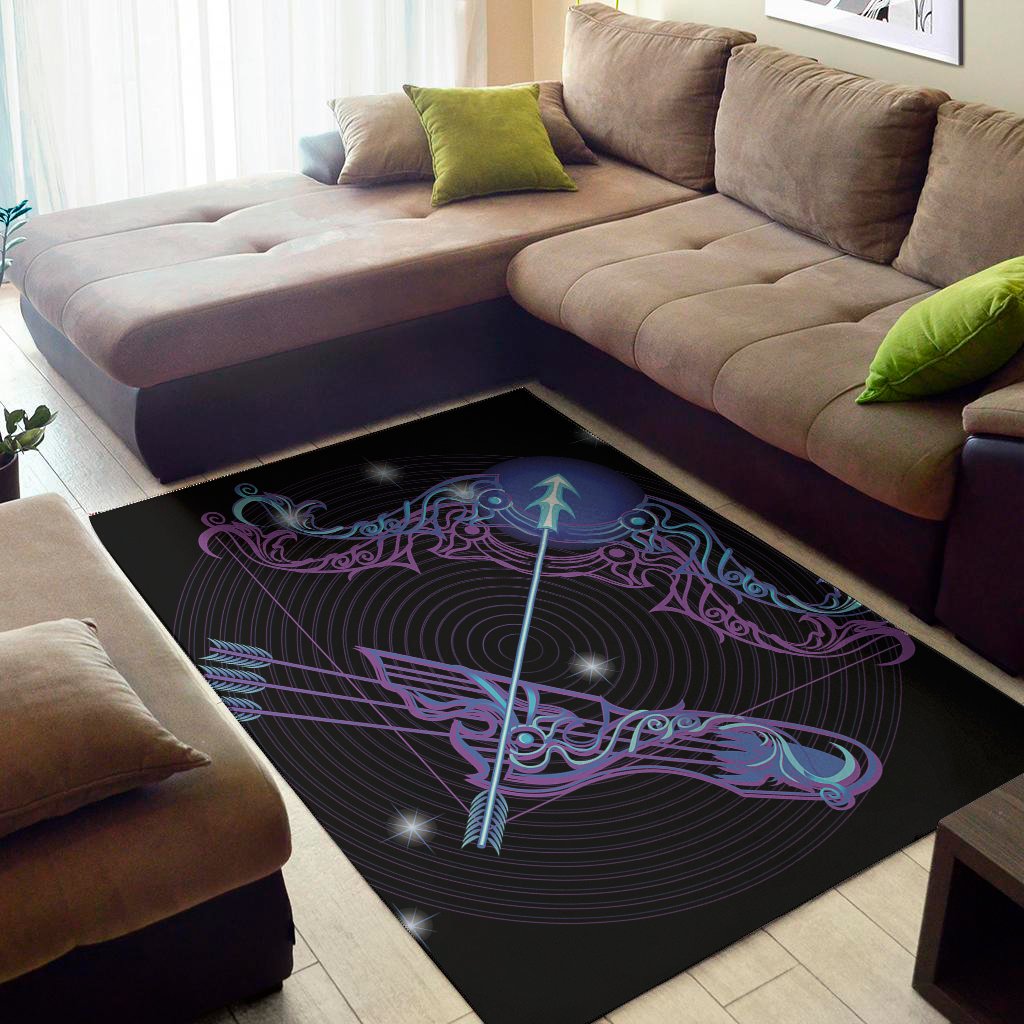 Dark Sagittarius Zodiac Sign Print Area Rug Floor Decor