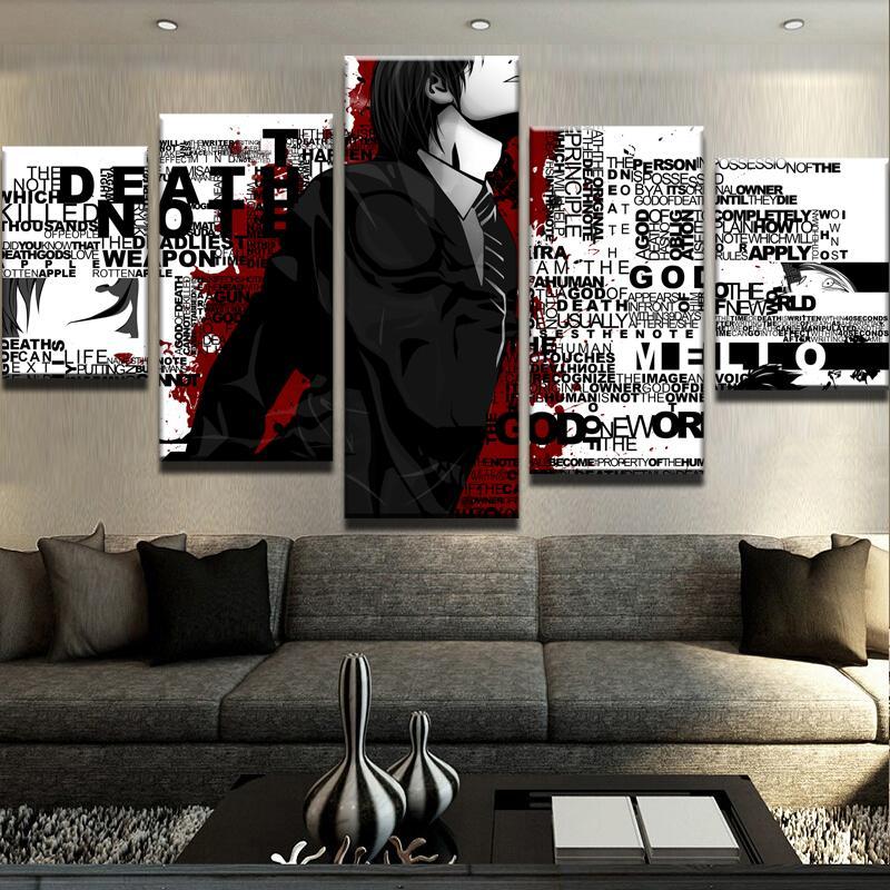 Death Note Abstract - Anime 5 Panel Canvas Art Wall Decor