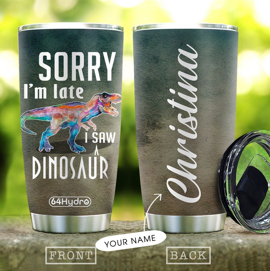 Dinosaur T Rex Personalized Stainless Steel Tumbler