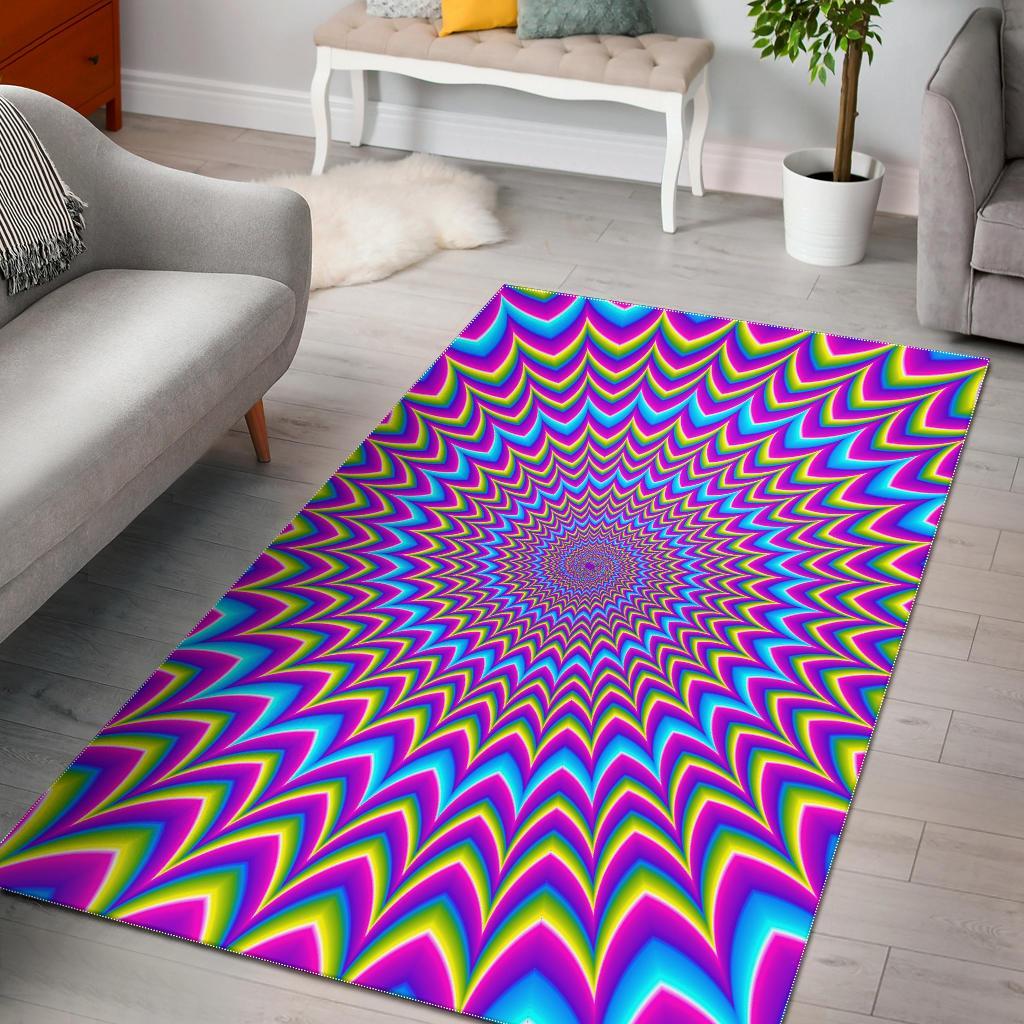 Dizzy Spiral Moving Optical Illusion Area Rug Floor Decor