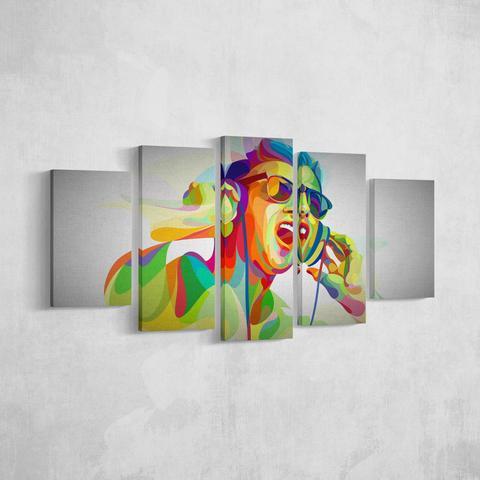 Dj Abstract - Music 5 Panel Canvas Art Wall Decor