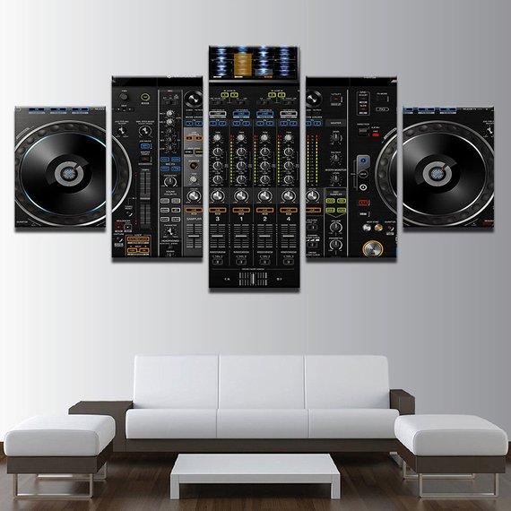 Dj Music Player Party Abstract - Music 5 Panel Canvas Art Wall Decor