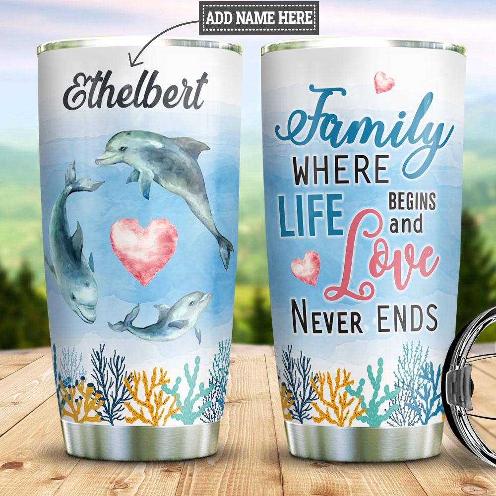Dolphin Family Personalized Stainless Steel Tumbler