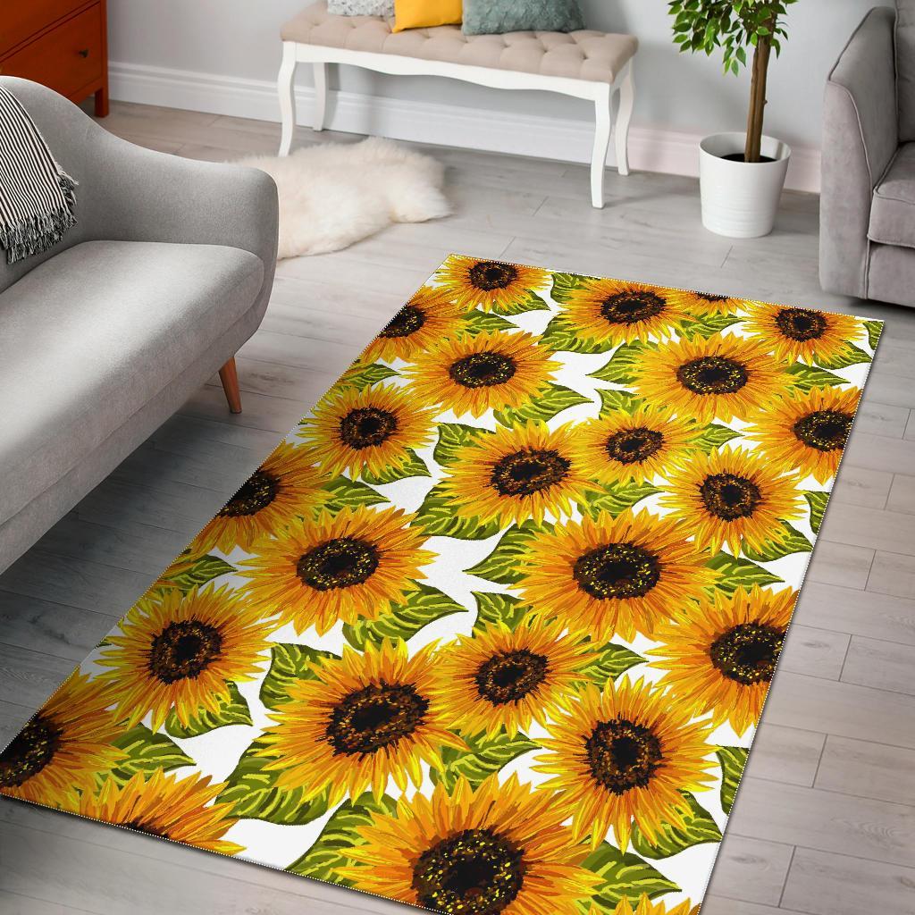 Doodle Sunflower Pattern Print Area Rug Floor Decor